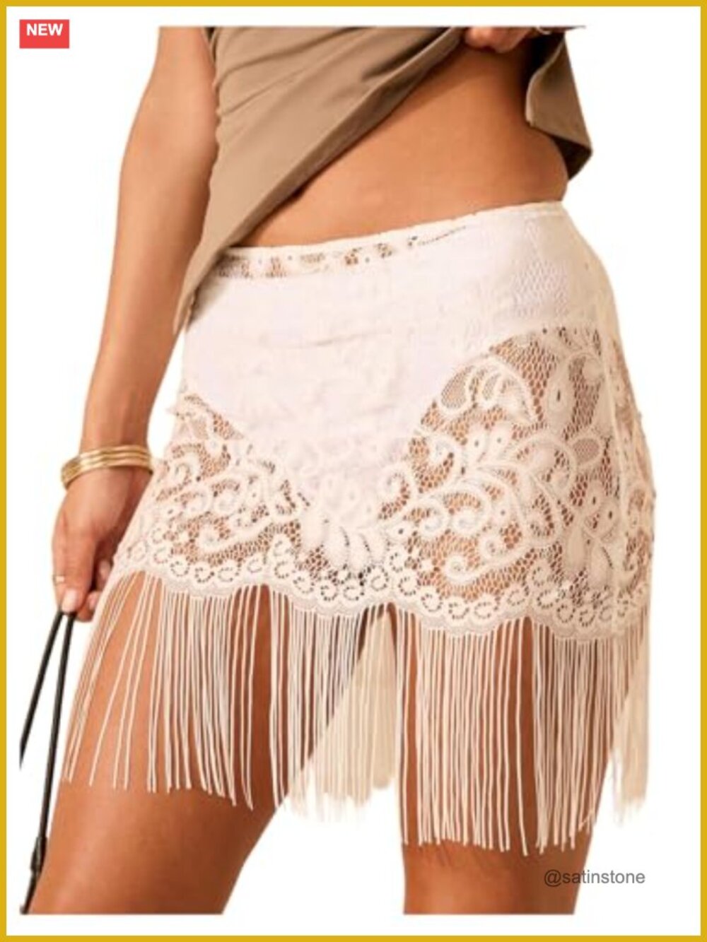 Boho Floral Lace Fringe Mesh Skirt Sheer Cover Up Low Rise Beach